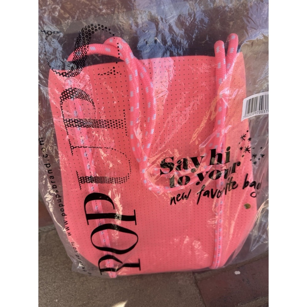 Pop Ups Neoprene Tote Bag Womens Large Beach Travel Bag w/ Pouch Neon Pink New